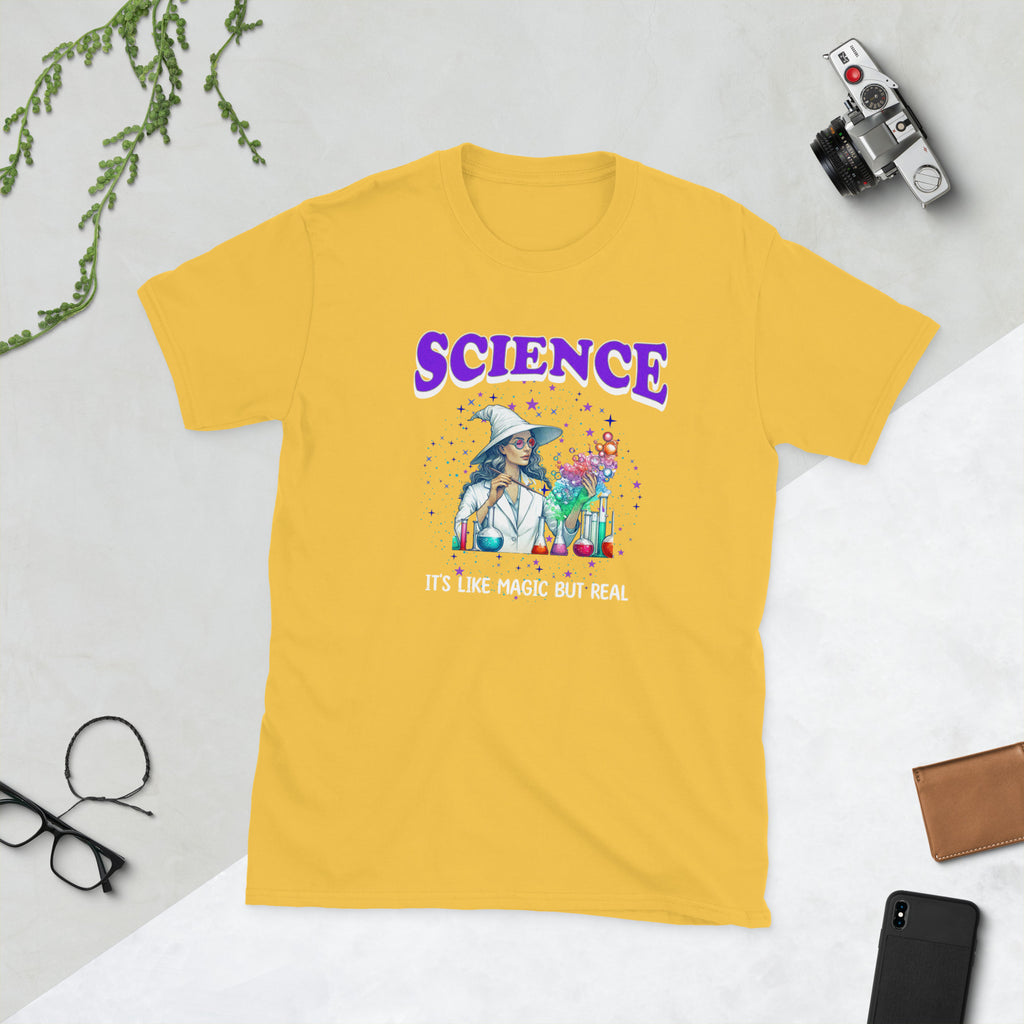 Science Like Magic But Real T-Shirt – Funny Nerdy Gift for Scientists, STEM Fans & Teachers